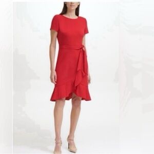 ❤️ NWT! Red CALVIN KLEIN Tulip Sleeve Dress - Size 22W